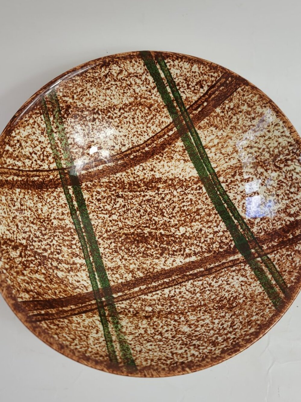 Blue Ridge Southern Potteries Rustic Plaid Serving Bowl Speckles & Stripes